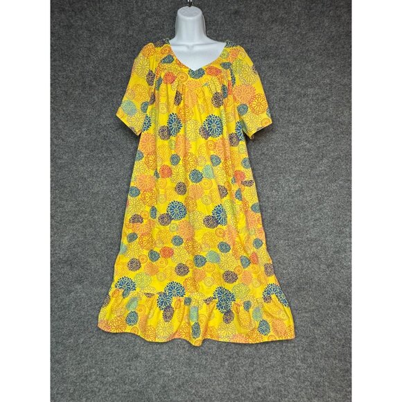 Anthony Richards Womens Nightgown Large Yellow  Floral  Cotton/Polyester Blend - Picture 14 of 15